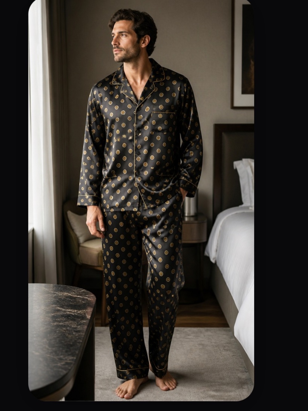 Villa Delmitia men's pajamas set
- 100% Silk Made in Italy Sz L